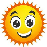 Shiny cartoon character of a smiling sun. vector