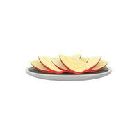 Glossy apple slices on plate. vector