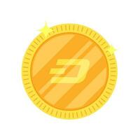 Golden dash coin on white backgrouund. vector