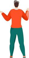 Back view of Young Boy Standing with Hands Open. vector