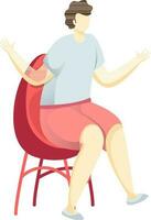 Faceless Young Boy Sitting on Chair with Hands Open. vector