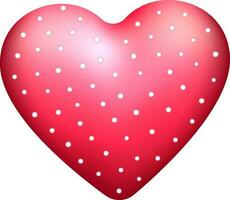 White dots decorated glossy pink heart. vector