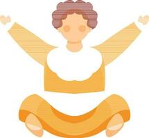 Faceless Cute Baby Character Sitting with Open Hands. vector