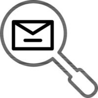 Black line art illustration of Email or message search icon. vector