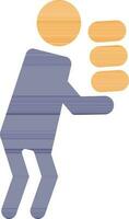 Character of faceless man holding box. vector