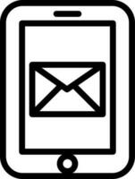 línea Arte ilustración de en línea correo o charla aplicación en teléfono inteligente icono. vector
