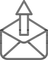 Mail upload icon in line art. vector