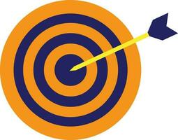 Blue and orange target with arrow. vector