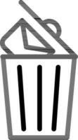 Message recycle bin icon in black line art. vector