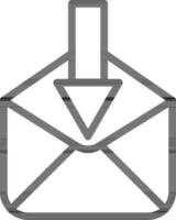 Mail download icon in thin line art. vector