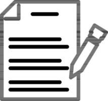 Black line art illustration of Edit note icon. vector