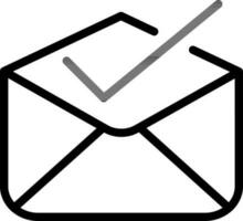 Line art illustration of Check mail or envelope icon. vector