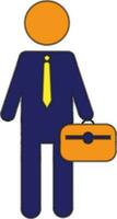 Character of man holding briefcase. vector