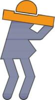 Character of faceless man carrying luggage. vector