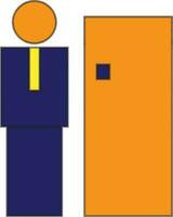 Retirement faceless businessman with door. vector