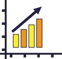 Arrow with bar graph on white background. vector