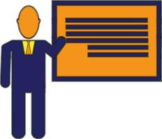 Character of businessman in meeting. vector