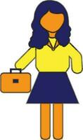 Character of woman holding briefcase. vector