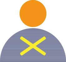 Character of man with rejected sign. vector