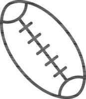 Rugby Ball icon in black line art. vector