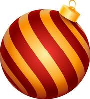 Christmas Ball or Bauble Element in Red and Golden Color. vector