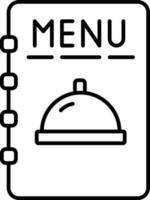 Menu card icon in black line art. vector