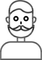 Beard Man Character in black line art. vector