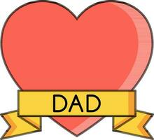 Orange Heart with Dad Text in Yellow Ribbo icon. vector