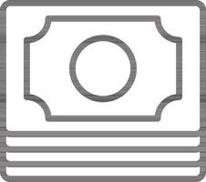 Stack of Money Banknote icon in Thin Line Art. vector