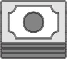 Stack of Money Banknote icon in gray Color. vector