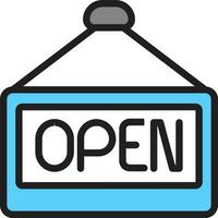 Open Signboard Hang icon in Blue and White color. vector