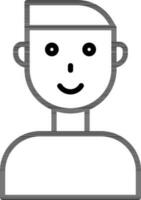 Smiley Boy Character icon in black line art. vector