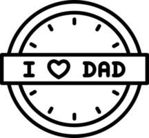 I Love Dad Text on Clock icon. Black line art sign or symbol. vector