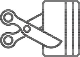 plano estilo tarjeta cortar cortar con tijeras icono en línea Arte. vector