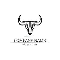 Bull horn and buffalo logo and symbols template icons app vector