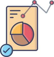 Verified Document Chart Paper icon in pastel brown and blue color. vector