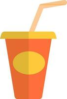 Drink Glass with Straw icon in yellow and orange color. vector