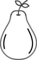 Black line art illustration of Pear icon. vector