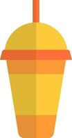 Disposable Cup with Straw icon in yellow and orange color. vector