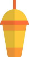 Disposable Cup with Straw icon in yellow and orange color. vector