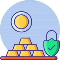 Financial Check Security Lock Ingots with Coin icon in flat style. vector