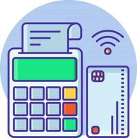 Handheld Billing Machine with Payment Card icon in flat style. vector