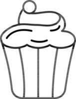 Illustration of Cupcake icon in line art. vector