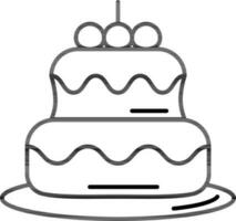 Line art Cake icon on white background. vector