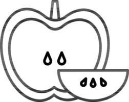 Apple Slices Icon in Black Thin Line. vector