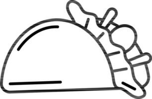Line art Tacos icon in flat style. vector