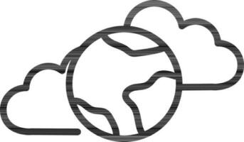 Line Art Clouds with Earth Globe Icon. vector