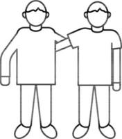 Line art illustration of Men Hugging icon. vector