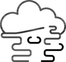 Cloud with Fog Icon in Flat Style. Line Art Sign or Symbol. vector