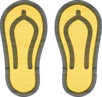 Yellow and Black Slippers Icon on White Background. vector